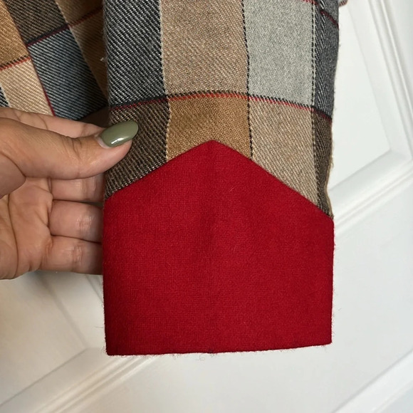 ❤️Rare Annette Trebbien vintage Jacket Women's cropped red tan checkered cottage - Picture 6 of 10